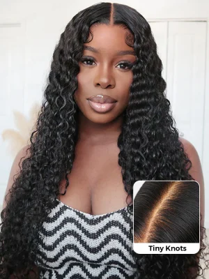 Pre-cut 9x6 Lace M-cap Wear Go Glueless Mini Knots Deep Wave Hair HD Lace Front Wig Pre-plucked