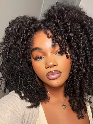 Pre-bleached Wear Go Glueless Afro Kinky Curly Pre-cut HD Lace Wig Pre-plucked