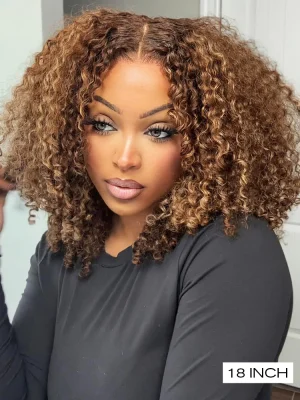 Wear Go Glueless Highlights Ombre Hair Pre-cut HD Lace Kinky Curly Wig