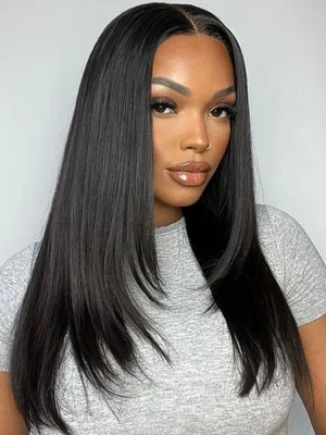 Layered Cut Pre-bleached Straight Hair Wear Go Glueless Wig 7x5 Pre-cut HD Lace Pre-plucked
