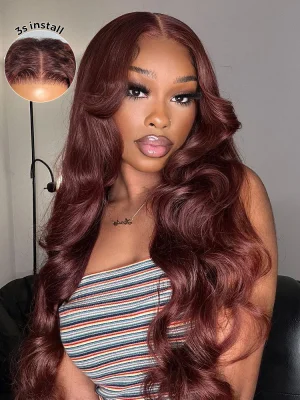 Pre-Plucked Wear Go Glueless Reddish Brown Body Wave Hair Pre-cut Lace