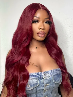 Pre-Plucked Wear Go Glueless 99J Burgundy Body Wave Hair Pre-cut Lace
