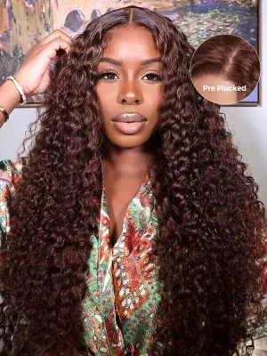 Mocha Mousse Color Pre Cut Glueless Lace Water Wave Wear Go Wig