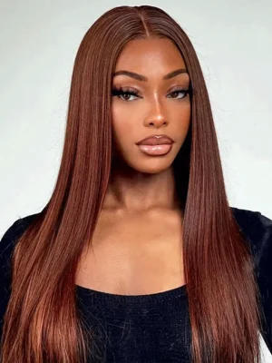 Pre-Plucked Wear Go Glueless Reddish Brown Straight Hair Pre-cut Lace