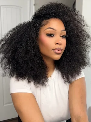 3 In 1 Half Wig Afro Kinky Curly Glueless Install Half Wig With Draw-string Beginner Friendly