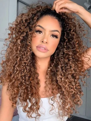 3 IN 1 Blonde Water Wave Half Wig with Black Roots-Glueless & Beginner Friendly