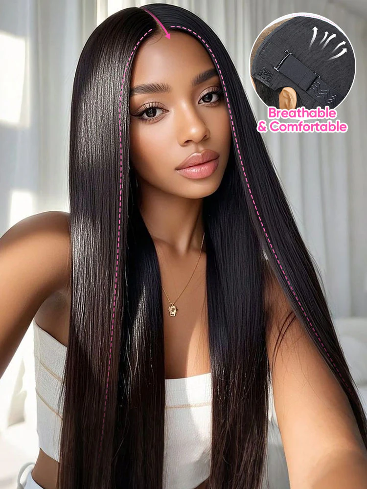 Pre-bleached Straight Hair Wear Go Glueless Wig 7x5 Pre-cut HD Lace Pre-plucked - Image 3