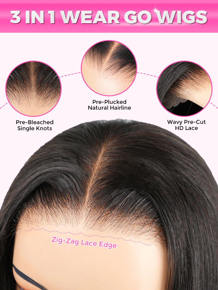 Pre-bleached Straight Hair Wear Go Glueless Wig 7x5 Pre-cut HD Lace Pre-plucked - Image 16