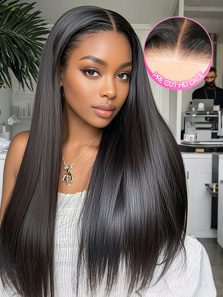 Pre-bleached Straight Hair Wear Go Glueless Wig 7x5 Pre-cut HD Lace Pre-plucked - Image 2