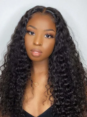 Deep Wave Hair 4x4 Lace Closure Wig Pre Plucked Swiss Lace Curly Hair