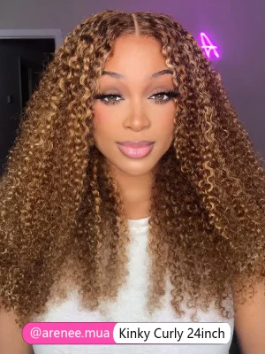 Wear Go Glueless Highlights Ombre Hair 7x5 Pre-cut Swiss Lace Kinky Curly Wig