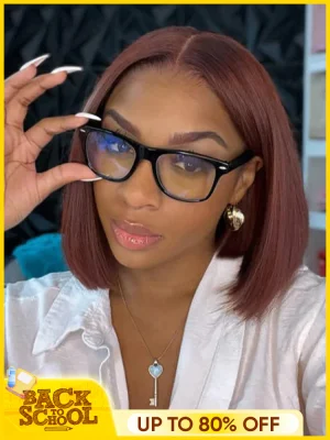 Reddish Brown Color Wear Go Straight Pre-Cut Lace Bob Glueless Wig