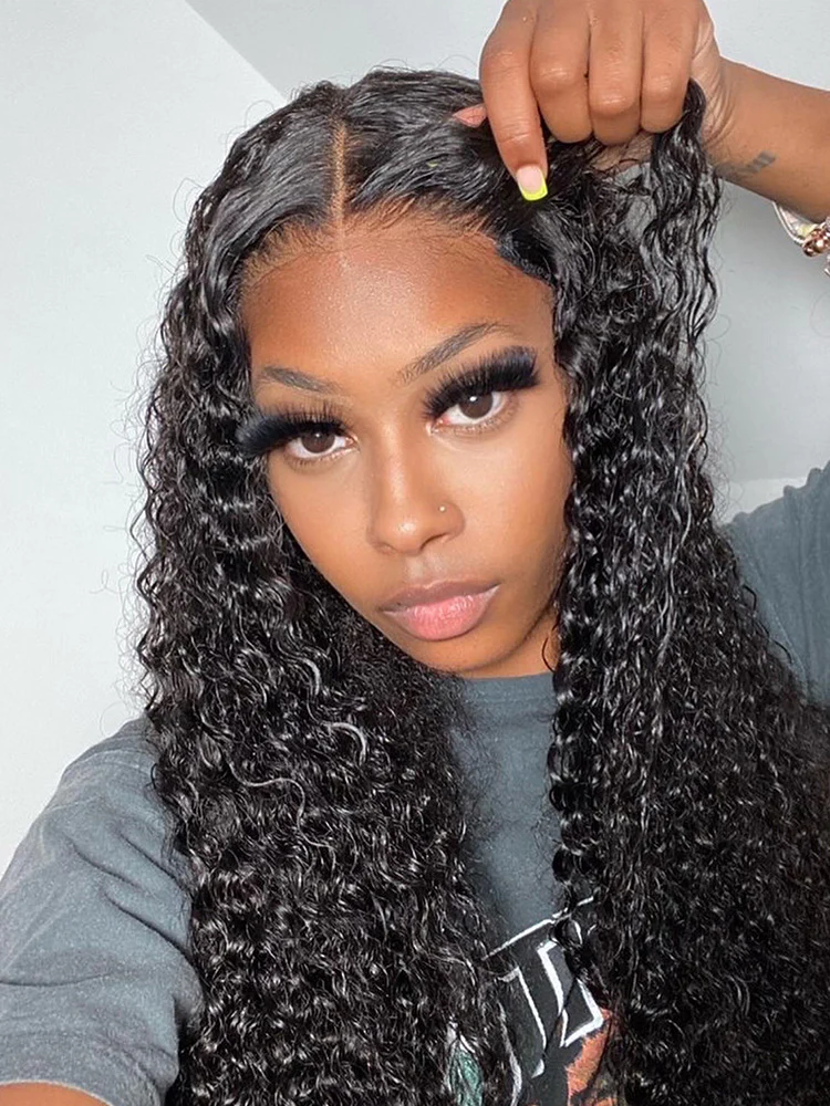 Pre Bleached Knots Water Wave Hair 13x4/13x6 HD Lace Frontal Wig With Elastic Drawstring Wear Go Wig - Image 3